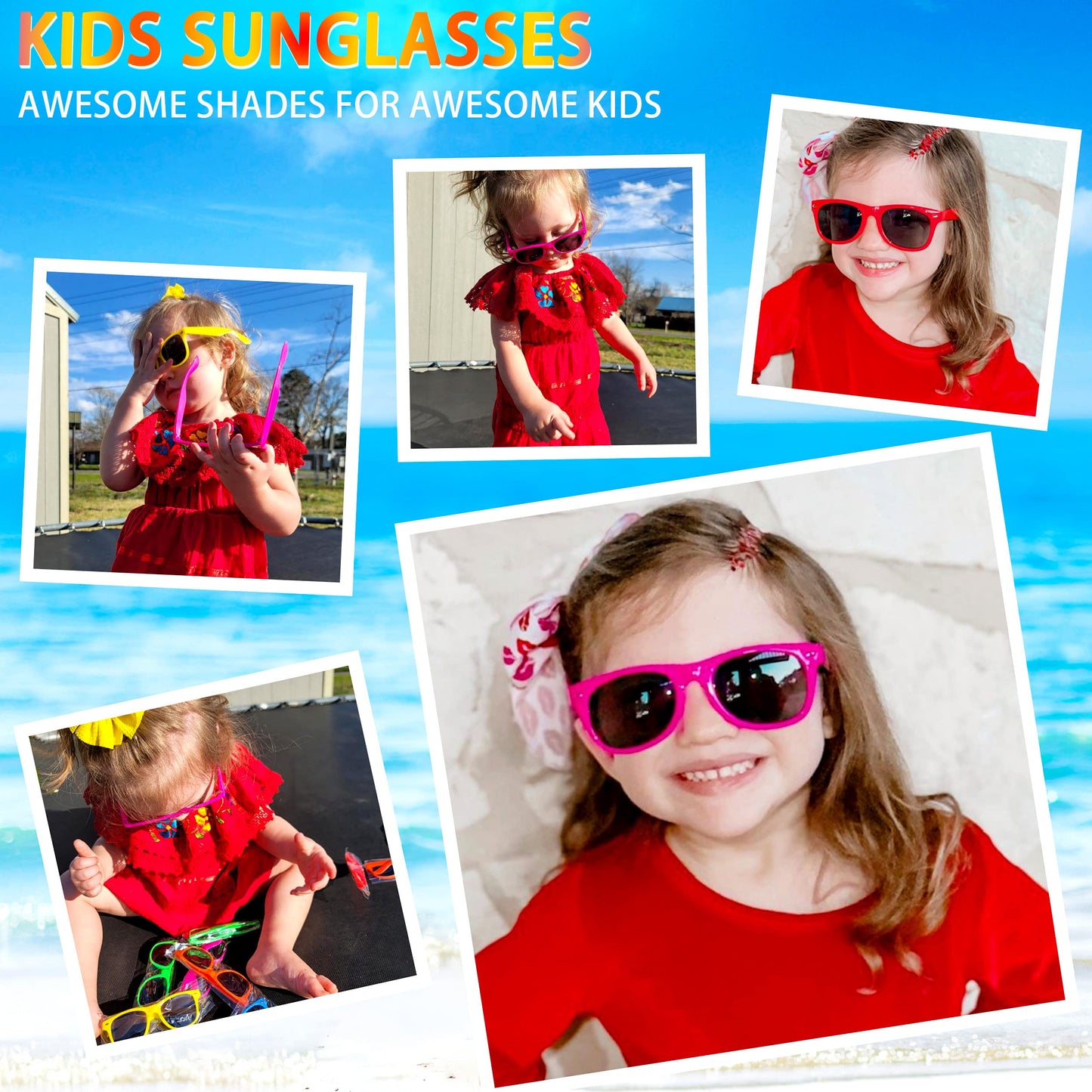 Innocheer Party Sunglasses For Kids 24 Pack With Uv400 Protection Eyewear Neon Sunglasses For Boys, Girls - Great Gift For Party Favors, Birthday Party And Outdoor Activity