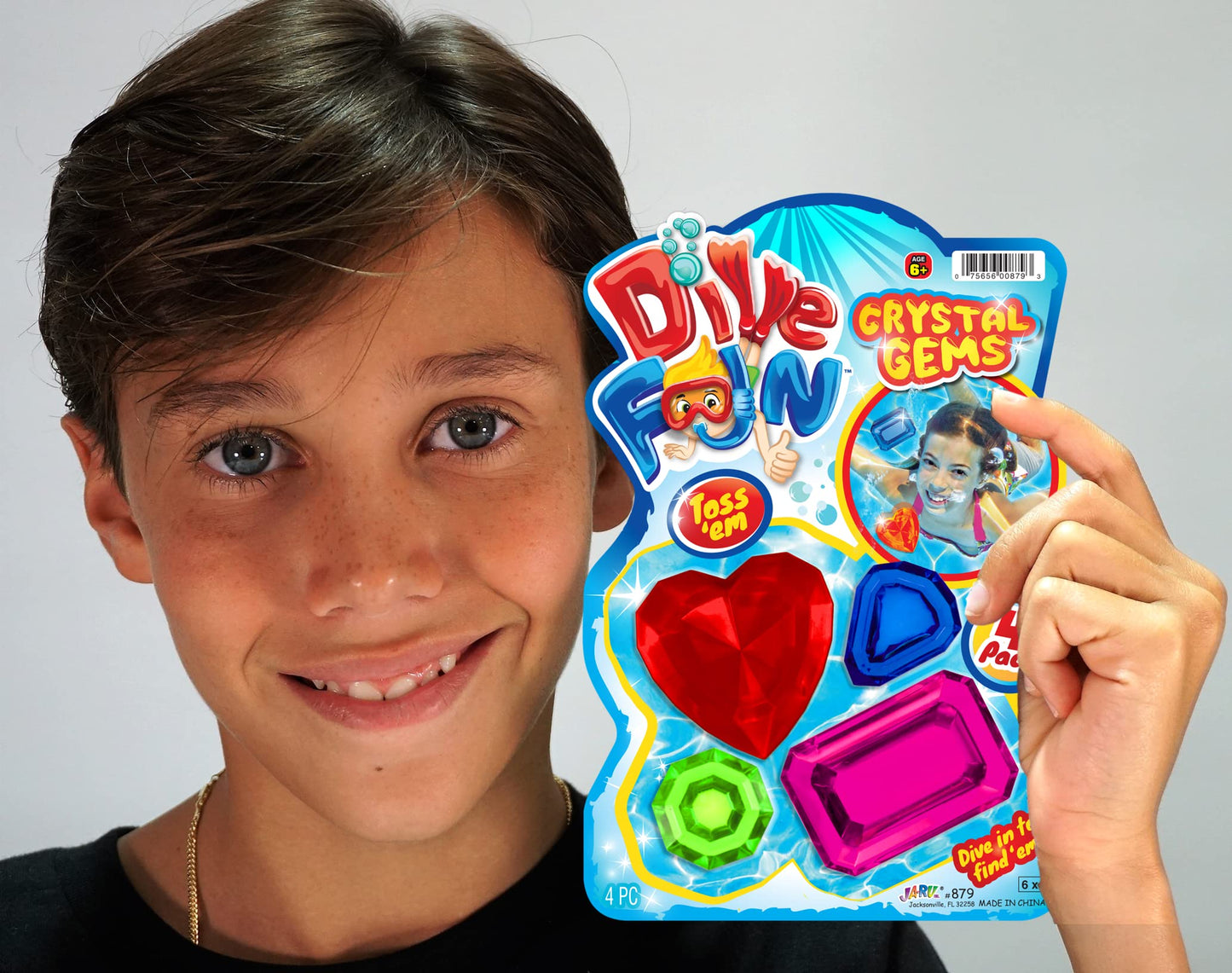 Ja-Ru Dive Fun Crystal Gems Diving Toys (1 Pack 4 Gems) Beach, Bath, & Pool Toys For Kids, Girls & Boys. Swimming Underwater Diving Activity Water Jewels Toys. Pool And Mermaid Party. 879-1P