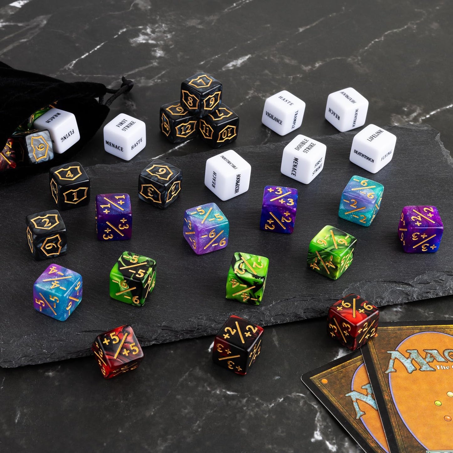 63 Pieces Mtg Dice Counters Bulk Ability Keywords Mtg Tokens Shield Life Counter 6 Sided Dice Set For Magic The Gathering,Tcg,Ca