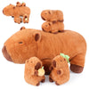 Suzzipals 5-In-1 Capybara Stuffed Animals With Babies Inside, 5Pc Set Capybara Plush With Mommy & 4 Babies, Capybara Plushies, C