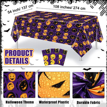 Newwiee 3 Pack Thanksgiving Tablecloths 108 x 54 Inch Fall Disposable Plastic Rectangle Table Cover Autumn Holiday Waterproof Ta