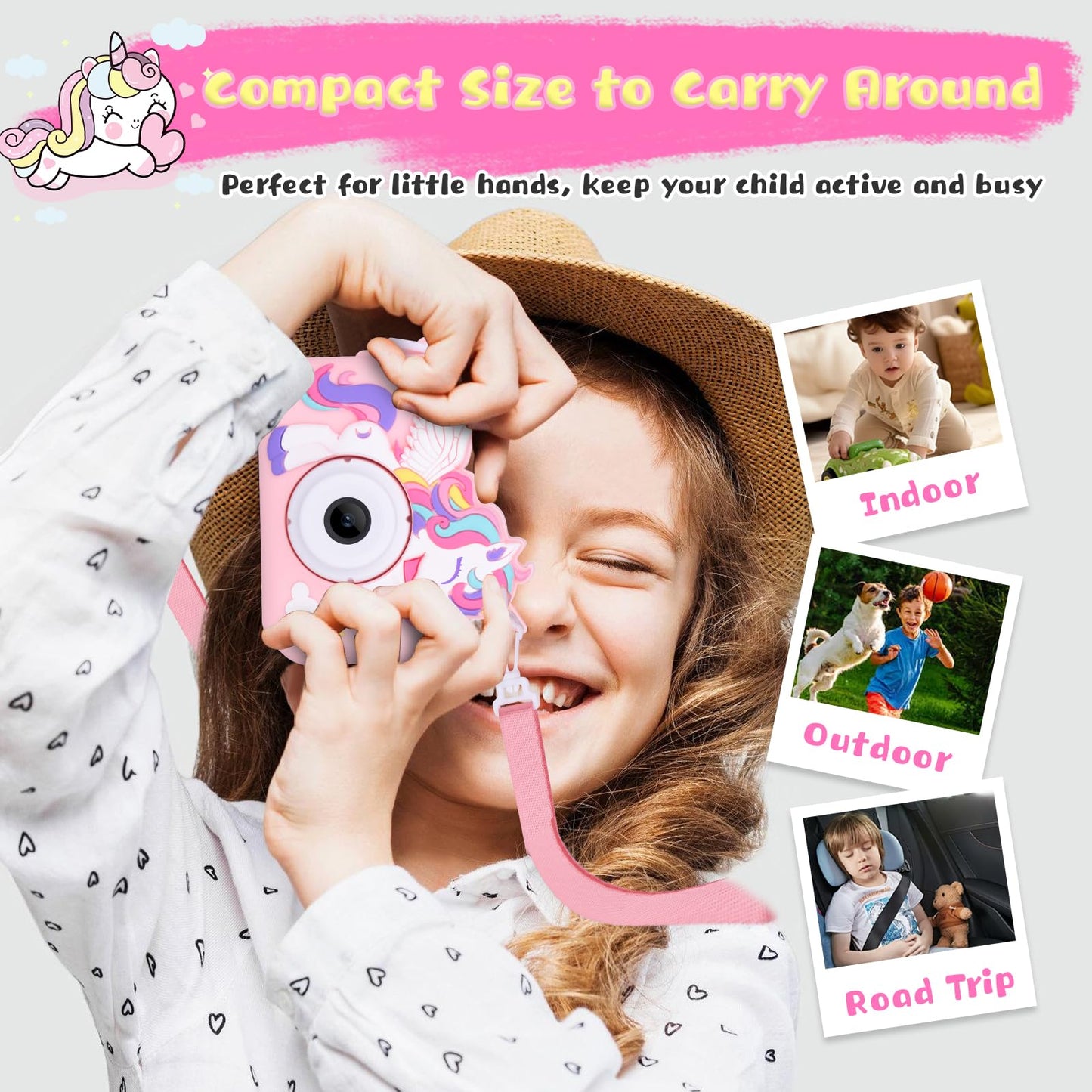 Envyvip Unicorn Toys Camera For Kids Girls Age 3-8, Toddler Kids Digital Camera Christmas Birthday Gifts For 3 4 5 6 7 8 Years O