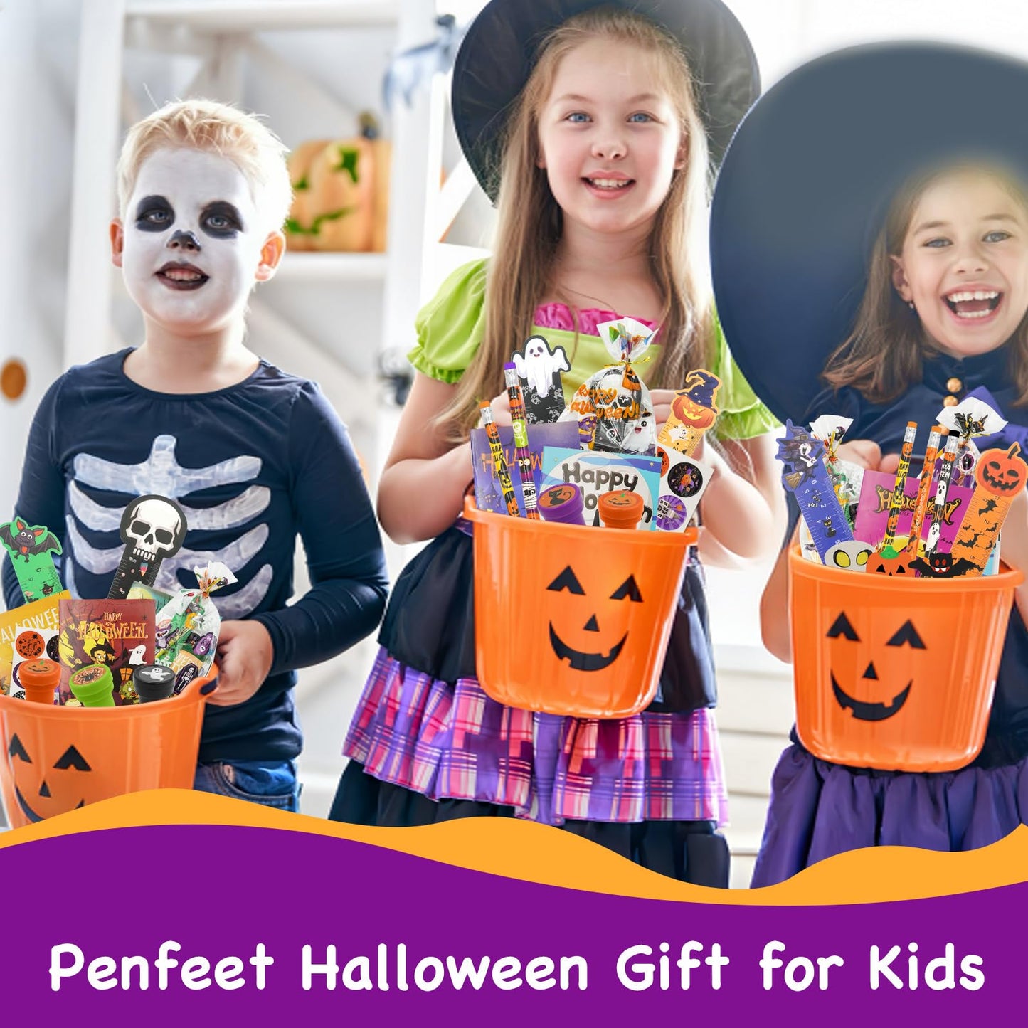 168 PCS Halloween Party Favors for Kids, 24 Pack Halloween Stationery Set for Halloween Party School Classroom Prizes Goodie Bag