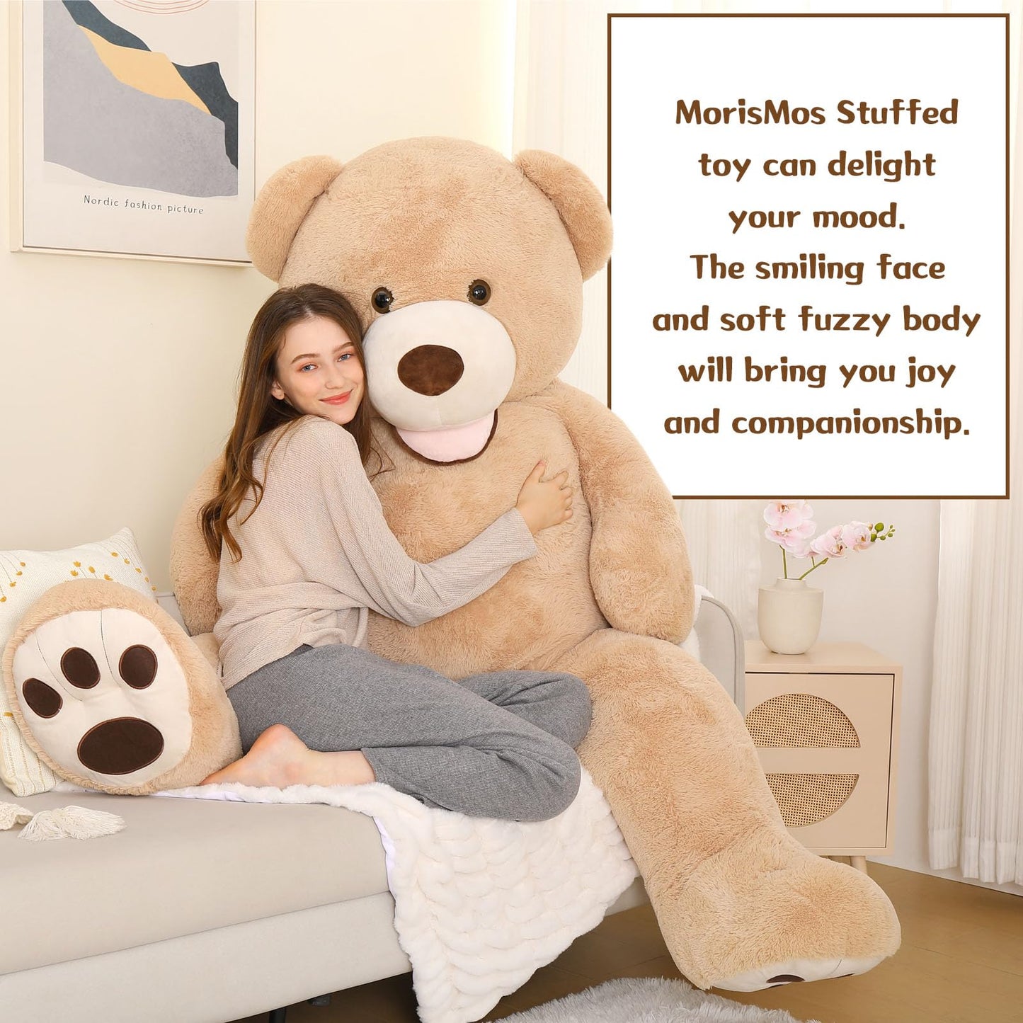 Morismos Giant Teddy Bear Plush 6 Feet, Life Size Huge Teddy Bears For Girlfriend Boyfriend, 6 Foot Large Bear Gifts, Baby Shower, Birthday