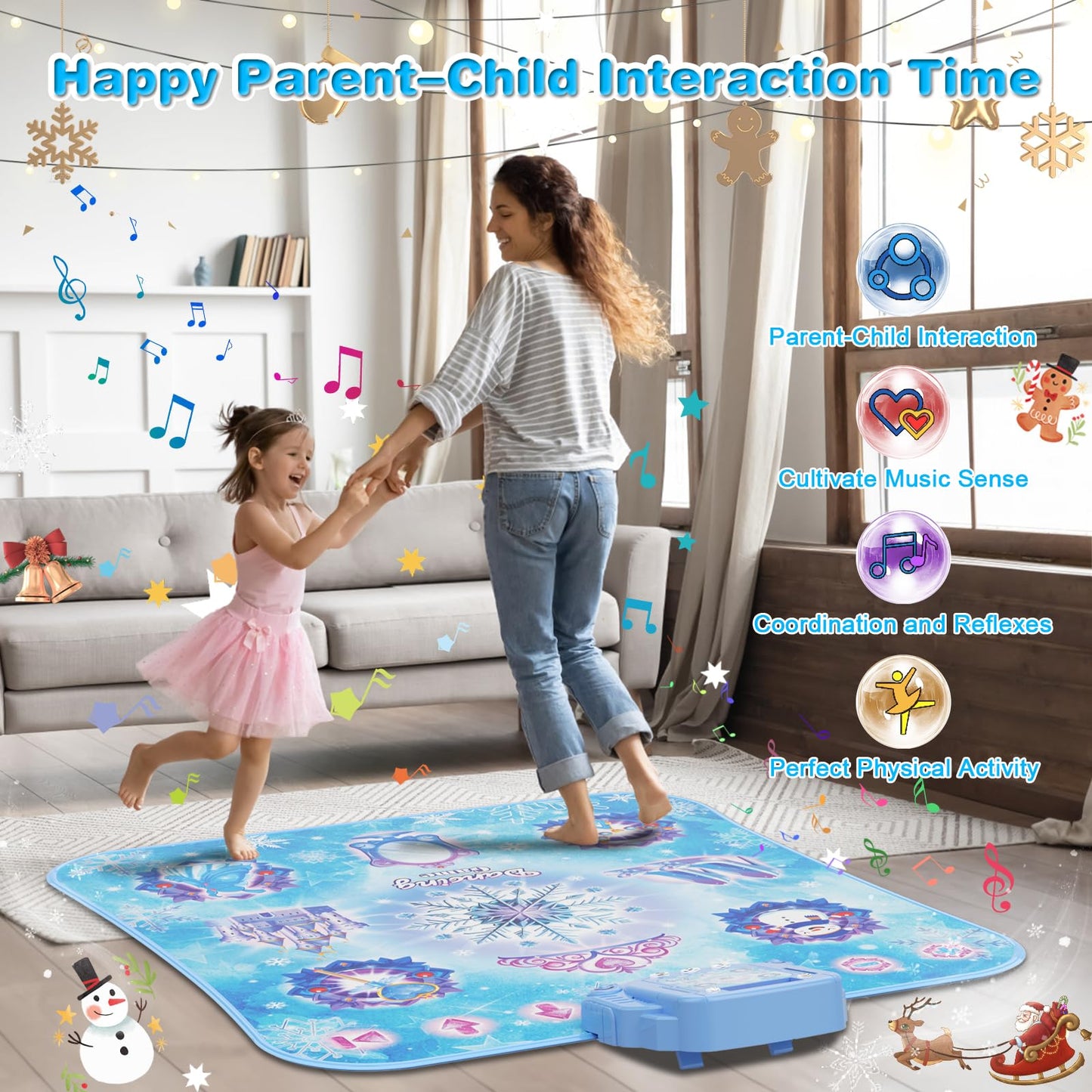 Dance Mat, 2024 8-Button Frozen Dance Pad With Wireless Bluetooth, Upgraded Flowing Light Control System With Stands, Princess T
