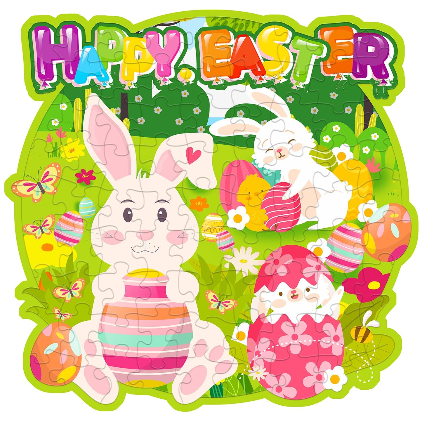 Easter Gifts For Kids, 80 Pieces Large Floor Jigsaw Puzzle Educational Toys For Kids Ages 3-5, 4-6, Easter Basket Stuffers Party