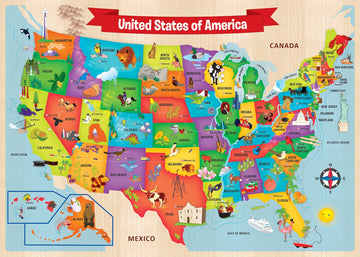 MasterPieces 44 Piece Jigsaw Puzzle for Kids - USA Map Wood Puzzle - 16.5x11.8