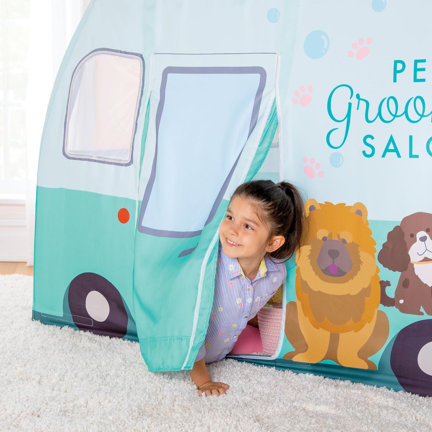 Martha Stewart Kids' Pet Grooming Van Play Tent - Indoor Playhouse for Children for Pretend Play Activities