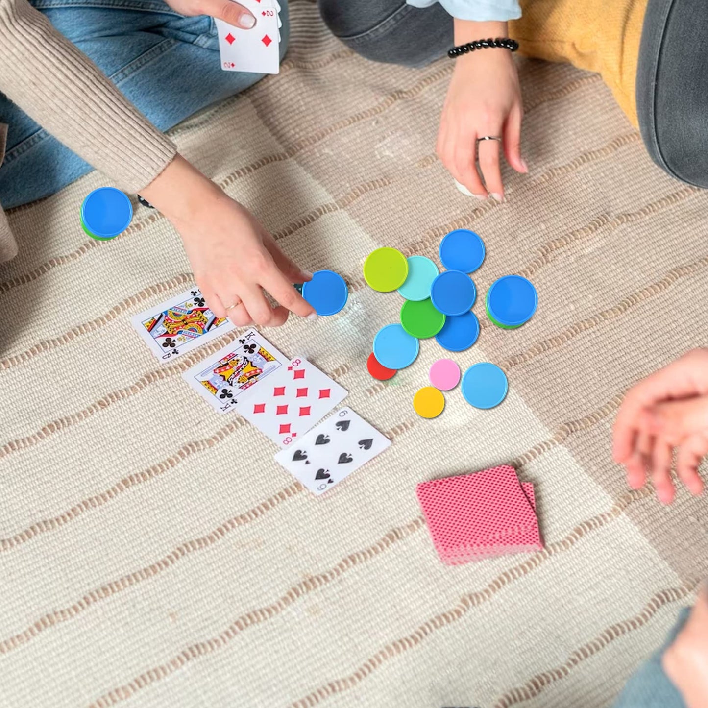 DLUGOPIS 100 Pcs Dry Erase Tokens Set - 1 Inch & 1.5 Inch Reusable Plastic Game Discs with Storage Box & 4 Wipes, 10 Colors