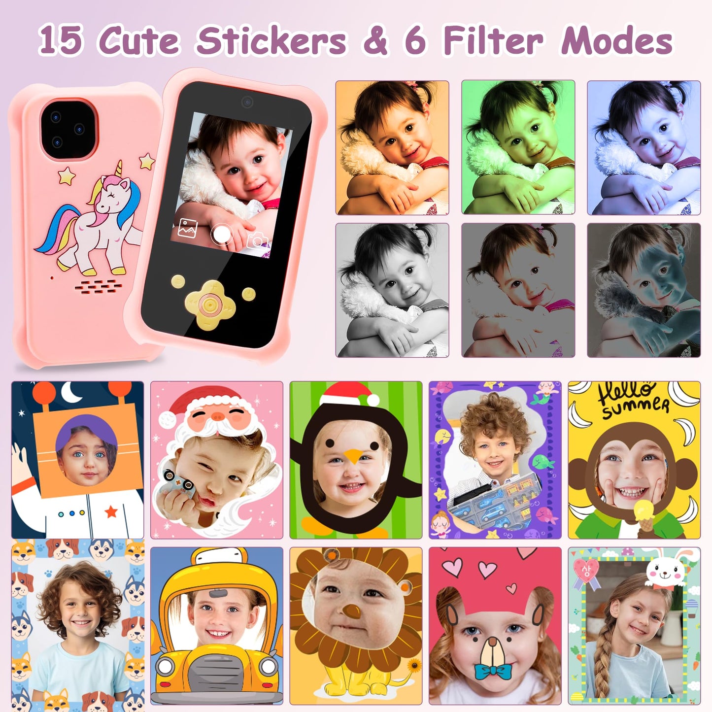Kids Smart Phone For Girls, Christmas Birthday Gift For Girls Age 3-10 Kids Toys Cell Phone, Toddler Play Phone Toys With Hd Dua