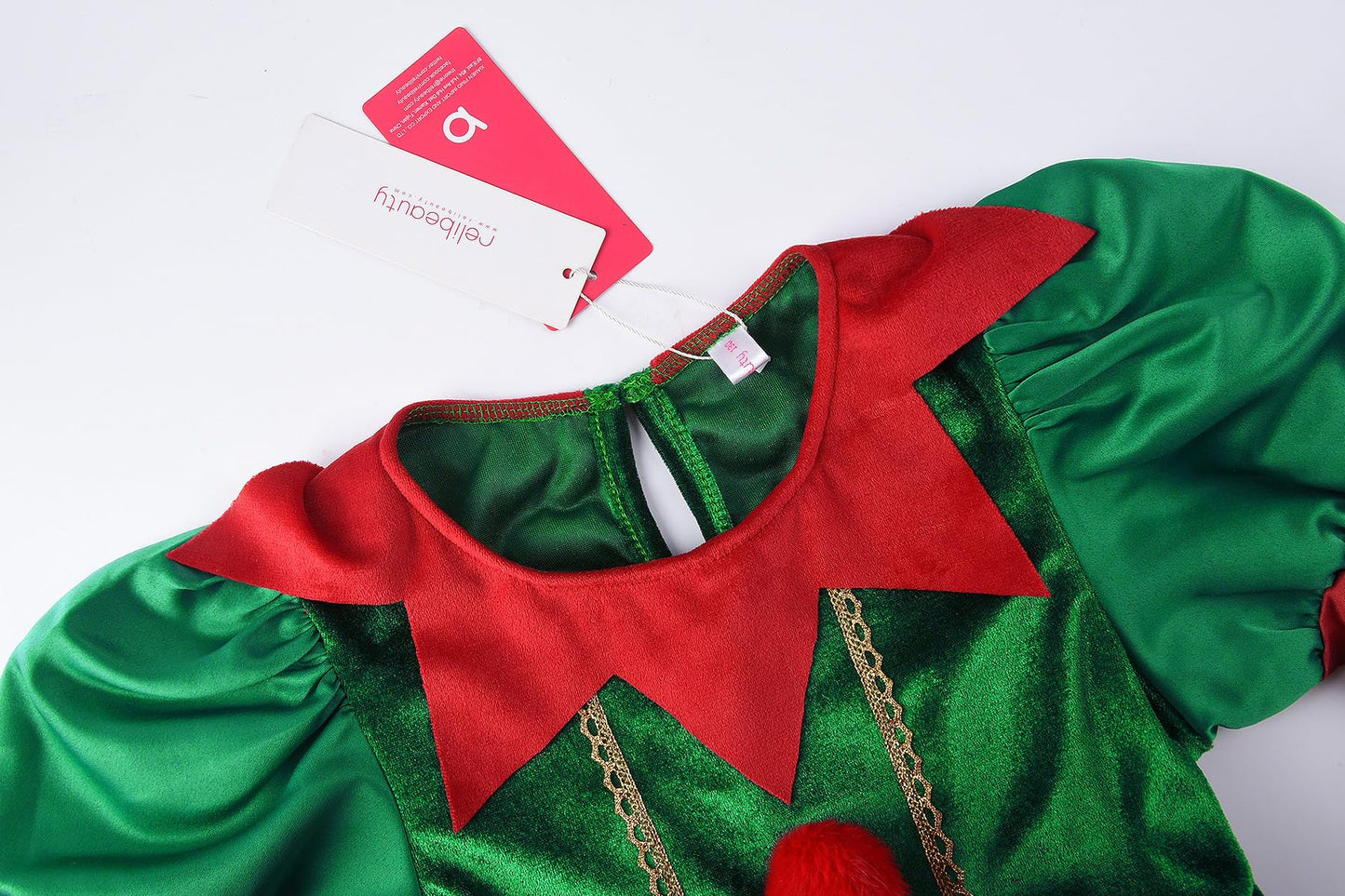 Relibeauty Elf Costume For Kids Santa Little Helper Kids Christmas Elf Dress Suit For Girls 6-7/130
