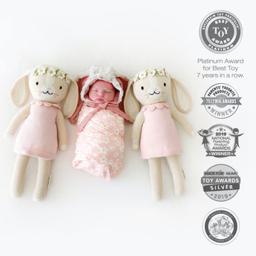 Cuddle + Kind Hannah The Bunny Blush Regular 20'' Hand-Knit Doll - 1 Doll = 10 Meals, Fair Trade, Heirloom Quality, Handcrafted