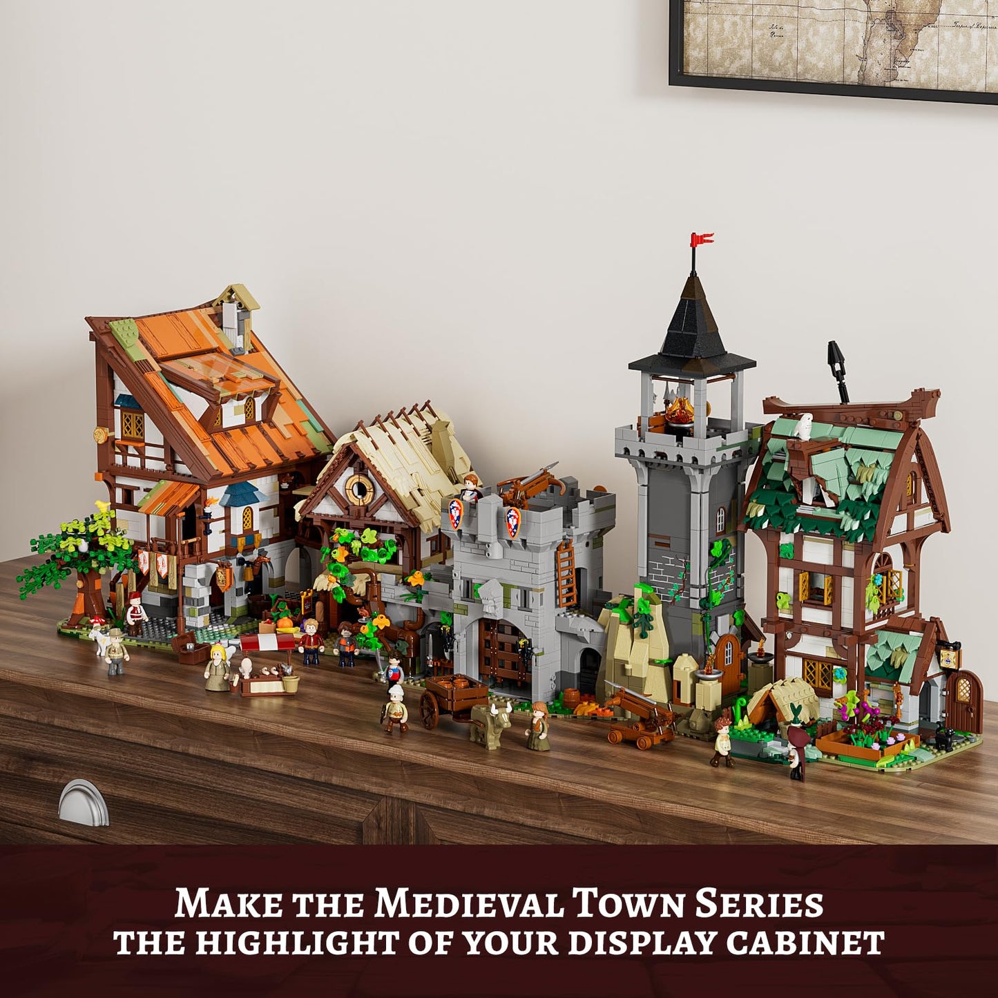 FUNWHOLE Medieval Watchtower Building Set - 1625 Pcs Plastic Castle Model F9027, 40.64cm x 25.4cm x 43.18cm, Collectible