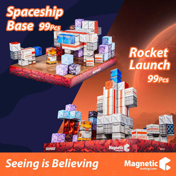 Silymoly Magnetic Blocks Space Exploration Editon Set Magnetic Building Blocks Stem Montessori Sensory Toys Age 3-5 4-8 5-7 Gift