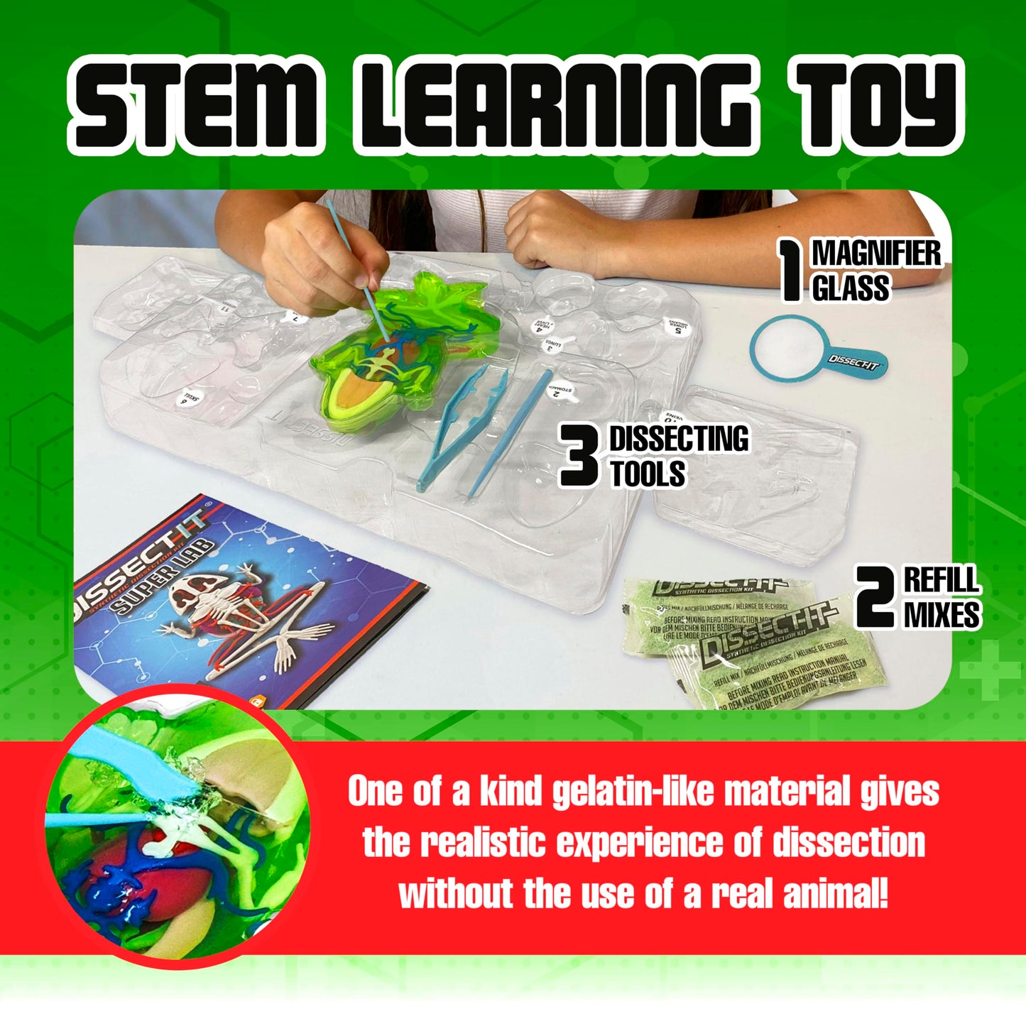 Dissect-It Kit For Kids 6 Plus, Simulated Synthetic Lab Dissection Toy | Frog Super Lab | Authenticated Stem Toys | Kids Learn A