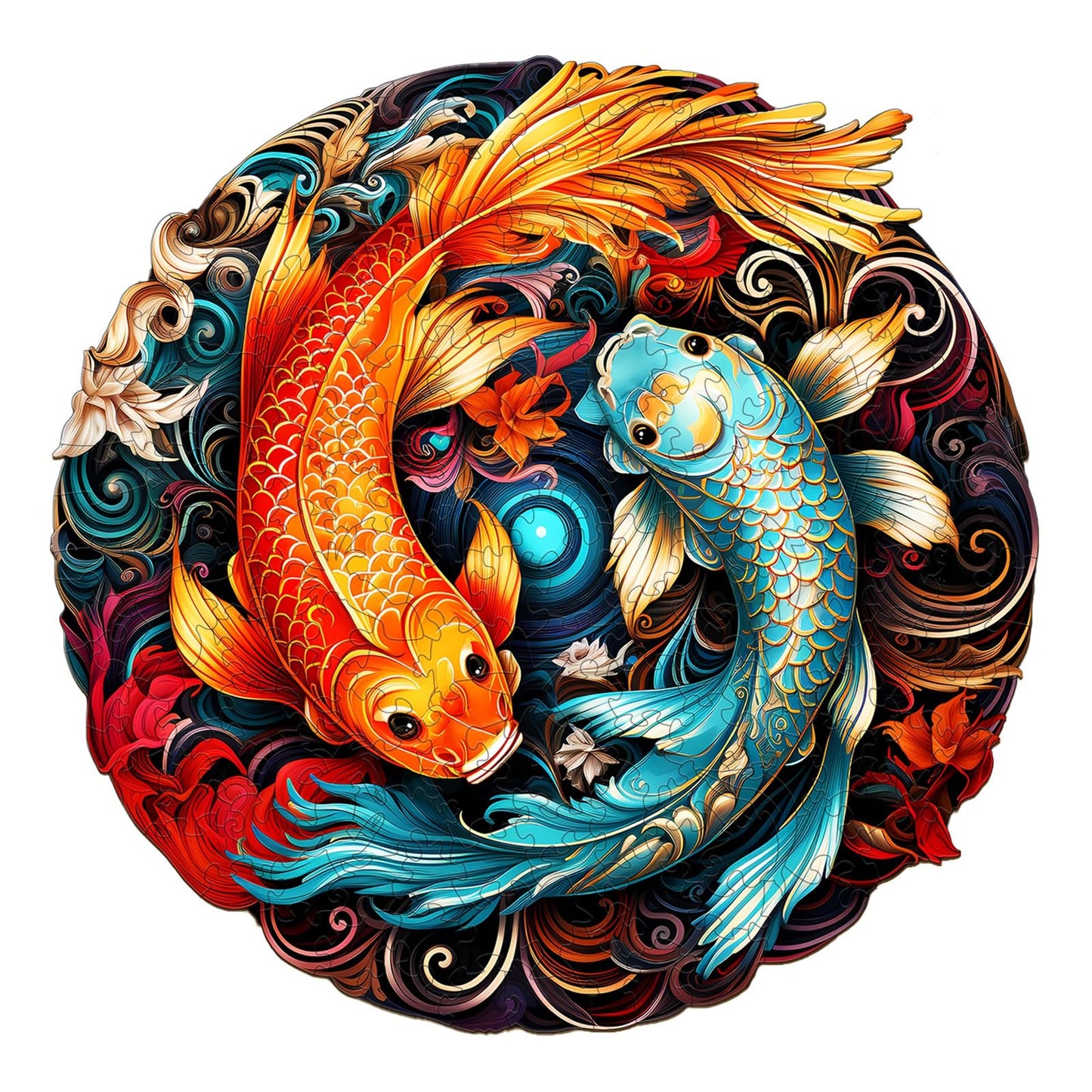 Woodemon Wooden Puzzles For Adults, Yin Yang Fish (M-185Pcs) Wooden Jigsaw Puzzles Kids, 11.4*11.2In Unique Shaped Animal Wood Puzzles Adults, Christmas Puzzles Xmas Birthday Gifts Family Puzzle Games