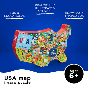 Crocodile Creek 200-Piece Jigsaw Floor Puzzle - Unique Puzzles For Kids Ages 6-8 And Up - Heavy-Duty Shaped Box For Storage - Includes A Fun Fact Booklet - Usa Puzzle - 13' L X 19' H Finished