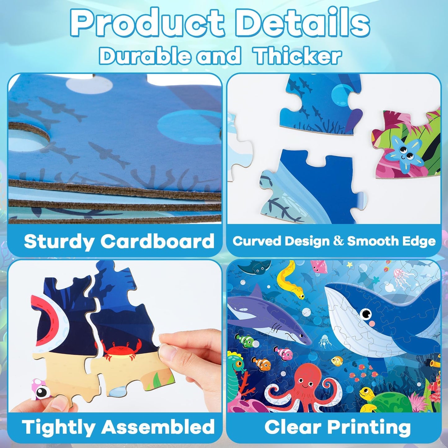 22.8 Inch Jumbo Floor Puzzle For Kids Under The Sea Large Floor Puzzle Underwater World Round Puzzles For Valentines Toddler Chi