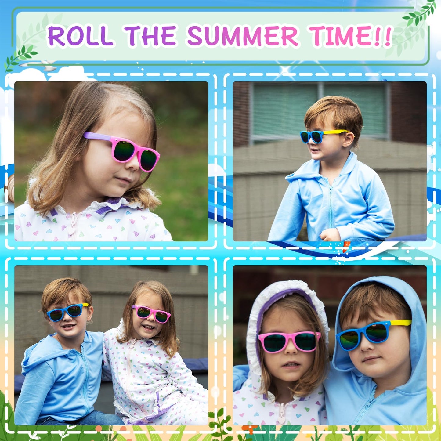 Kids Sunglasses Bulk, Kids Sunglasses Party Favor, 12 Pack Neon Party Sunglasses For Kids, Boys And Girls Age 3-8, Beach Pool Bi