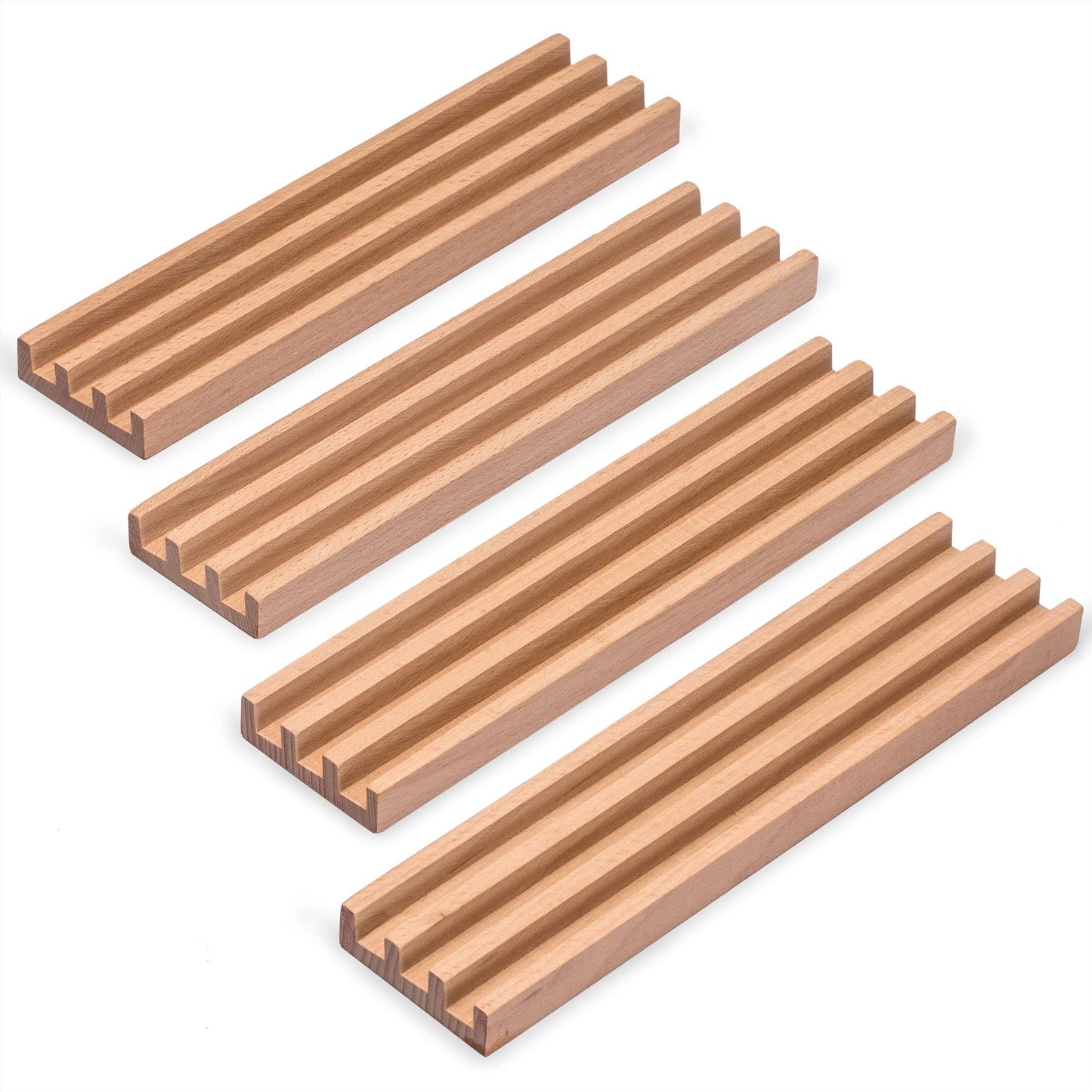 Yellow Mountain Imports Premium Beechwood Domino Racks/Trays (10-Inch) - Set Of 4 - Domino Holders For Mexican Train, Chickenfoot And Other Domino Games