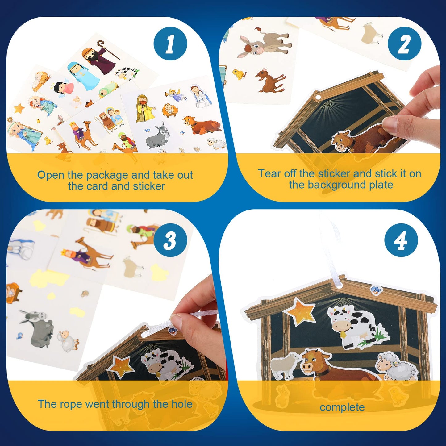 Glenmal Nativity Scene Sticker Set - 64 Sheets, Paper Crafts for Kids, Religious Christmas Decor with Cardboard & Rope