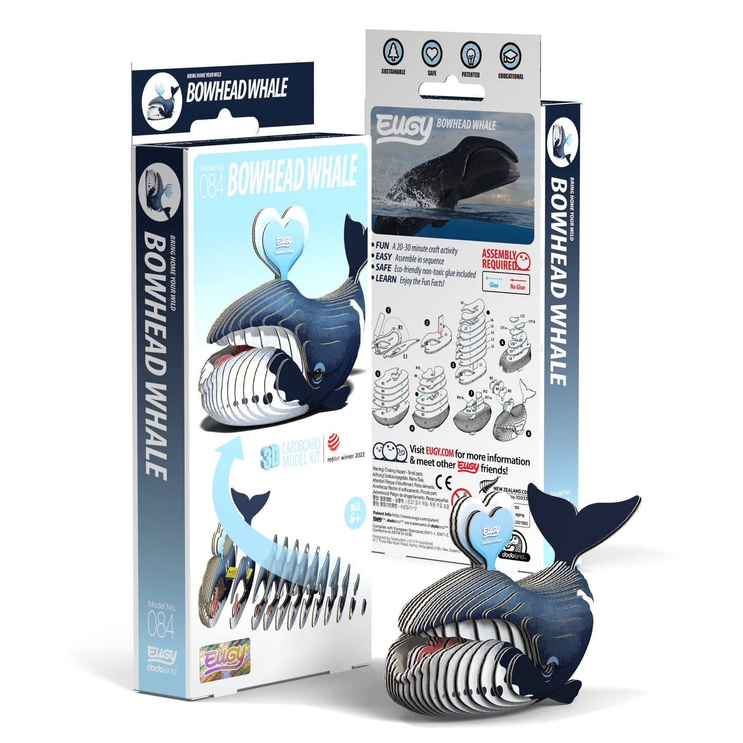 Eugy Bowhead Whale 3D Puzzle, 31 Piece Eco-Friendly Educational Toy Puzzles For Boys, Girls & Kids Ages 6+