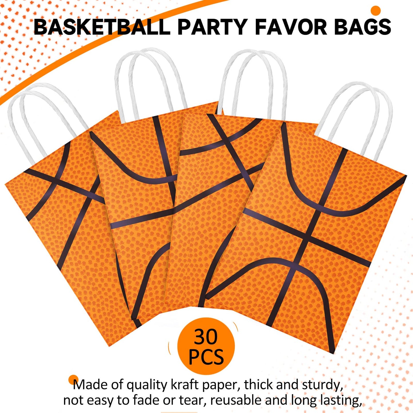 30 Pcs Basketball Tennis Party Bags Baseball Tennis Gift Goodie Favor Bags Treat Candy Goody Bags Party Decorations Birthday Bag