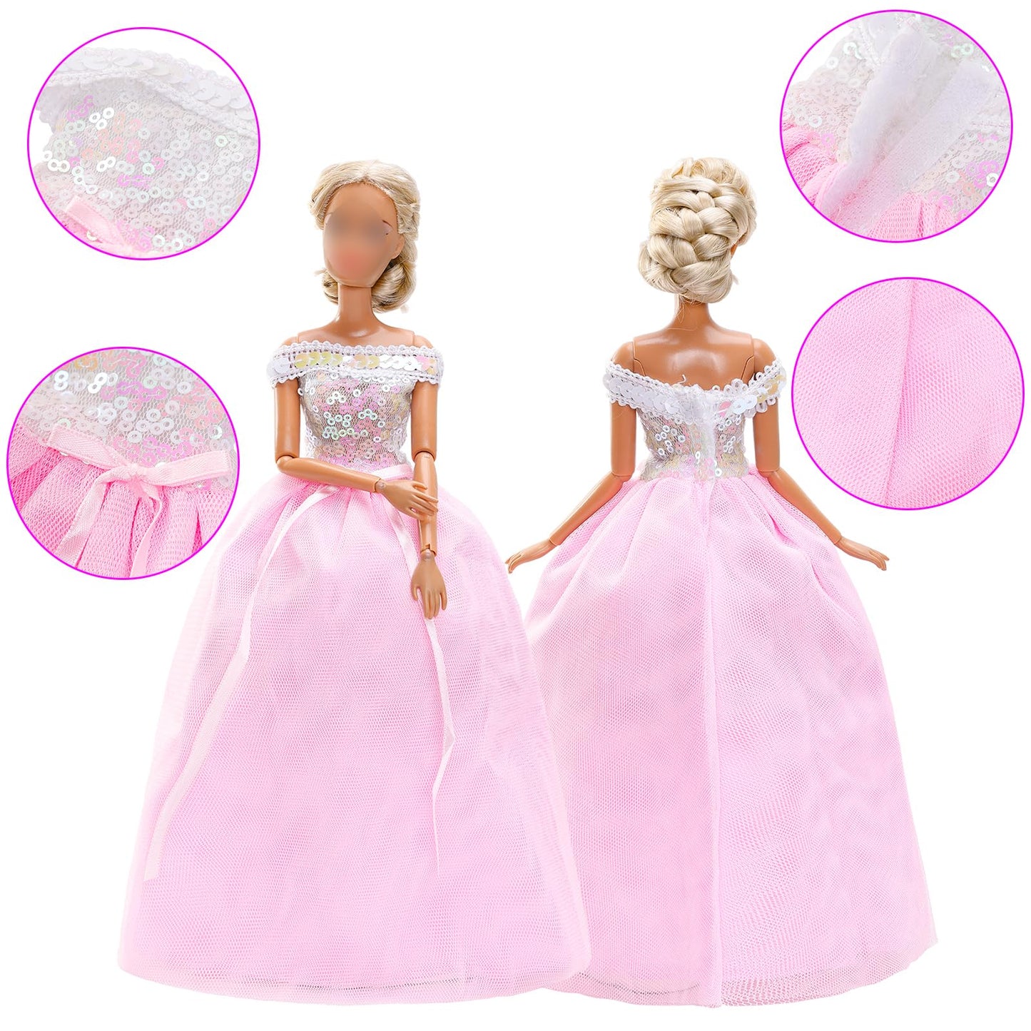 15 Pieces 11.5 Inch Girl Dolls Fashion Pack 6 Set Doll Clothes Include Chic Suits Party Gown Sequin Outfit Stylish Dress 6 Pairs Of Shoes 3 Accessories For Storytelling Girl Dolls Clothing(No Doll)