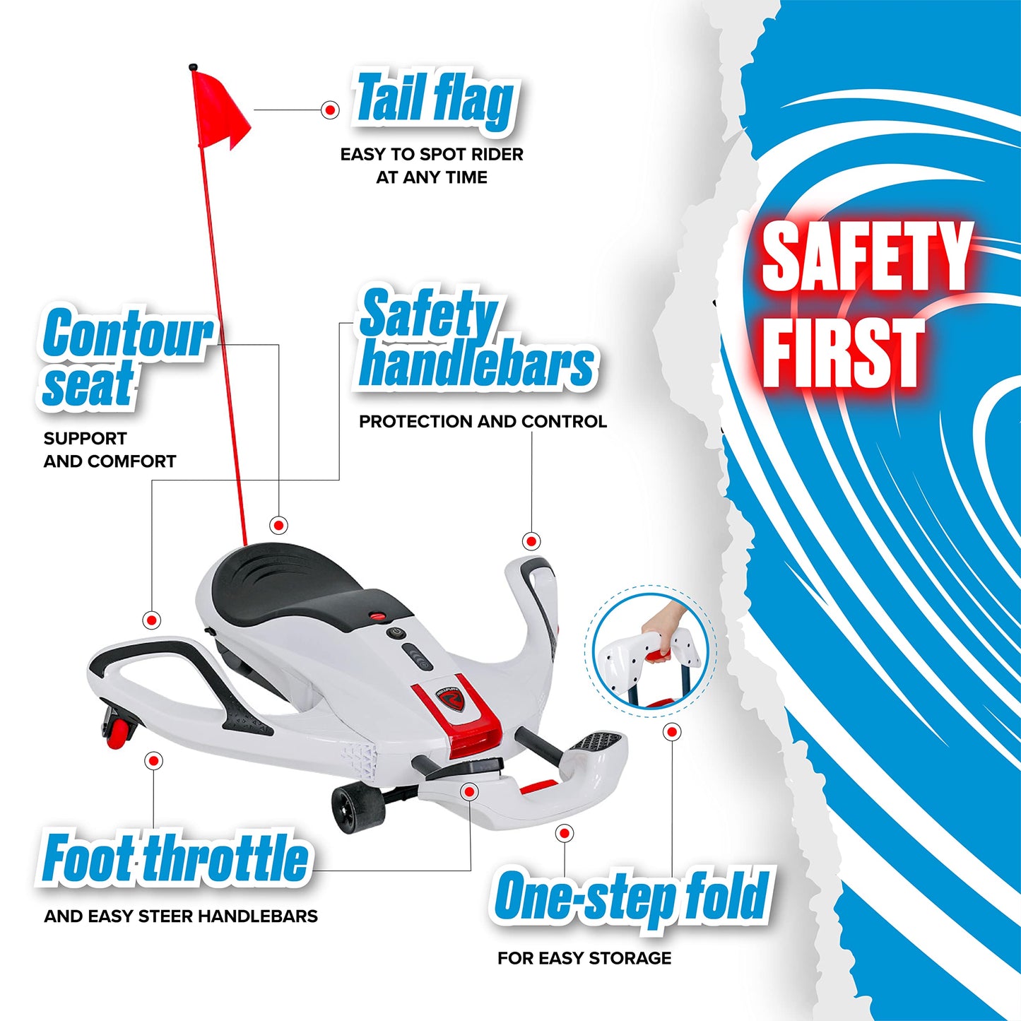 Rollplay Nighthawk NexGen Electric Ride On Toy for Ages 6 & Up with High Power 24V Lithium Ion Battery, Side Handlebars for Stee