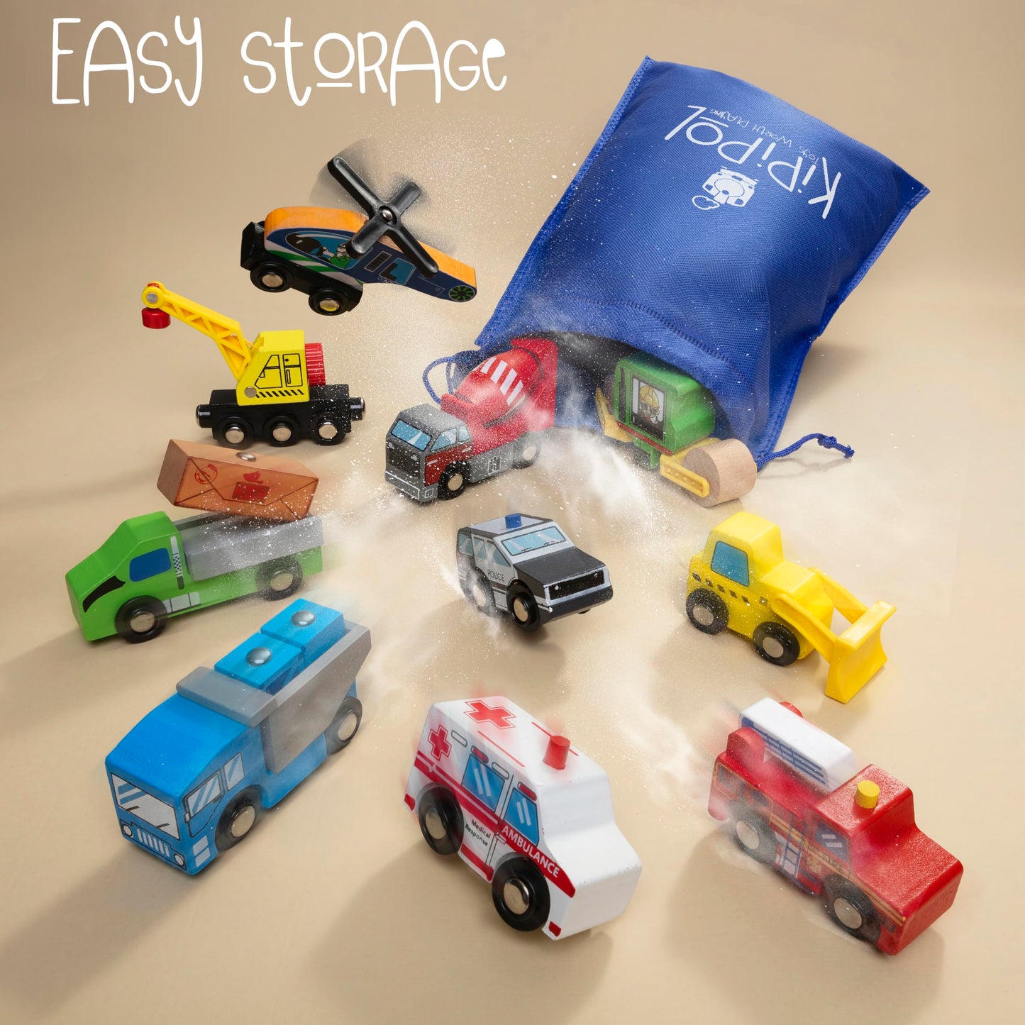 Kipipol 10 Pcs Wooden Train Set Accessories, Toddler Car Toys, Fits Thomas, Brio, Ikea, Melissa And Doug, Stocking Stuffers For Kids, Train Toys Gifts For Toddlers And Kids Ages 4-8 And Up