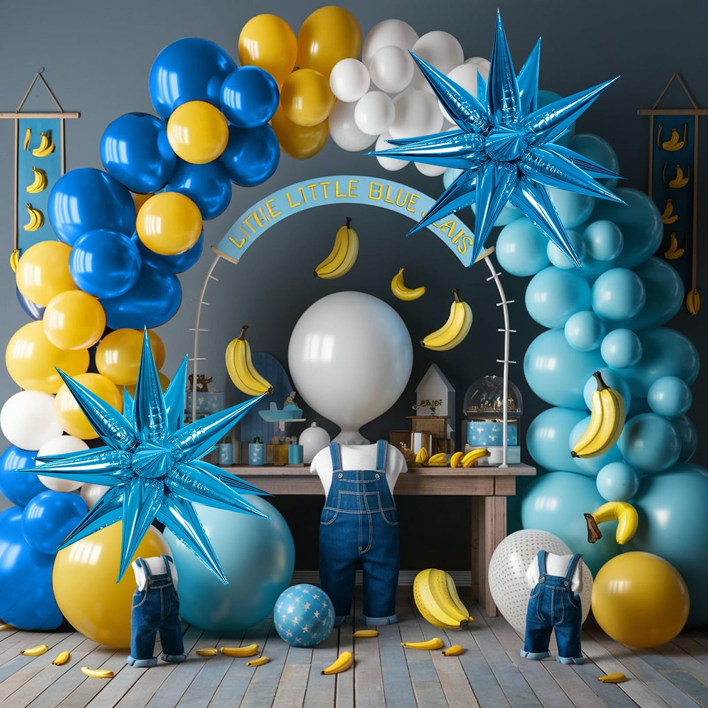 Yellow Blue White Balloon Arch Kit,Cartoon Theme Balloons Garland Kit With Star Balloons For Kids Cartoon Sponge Birthday Baby Shower Sponge Bob Party Supples