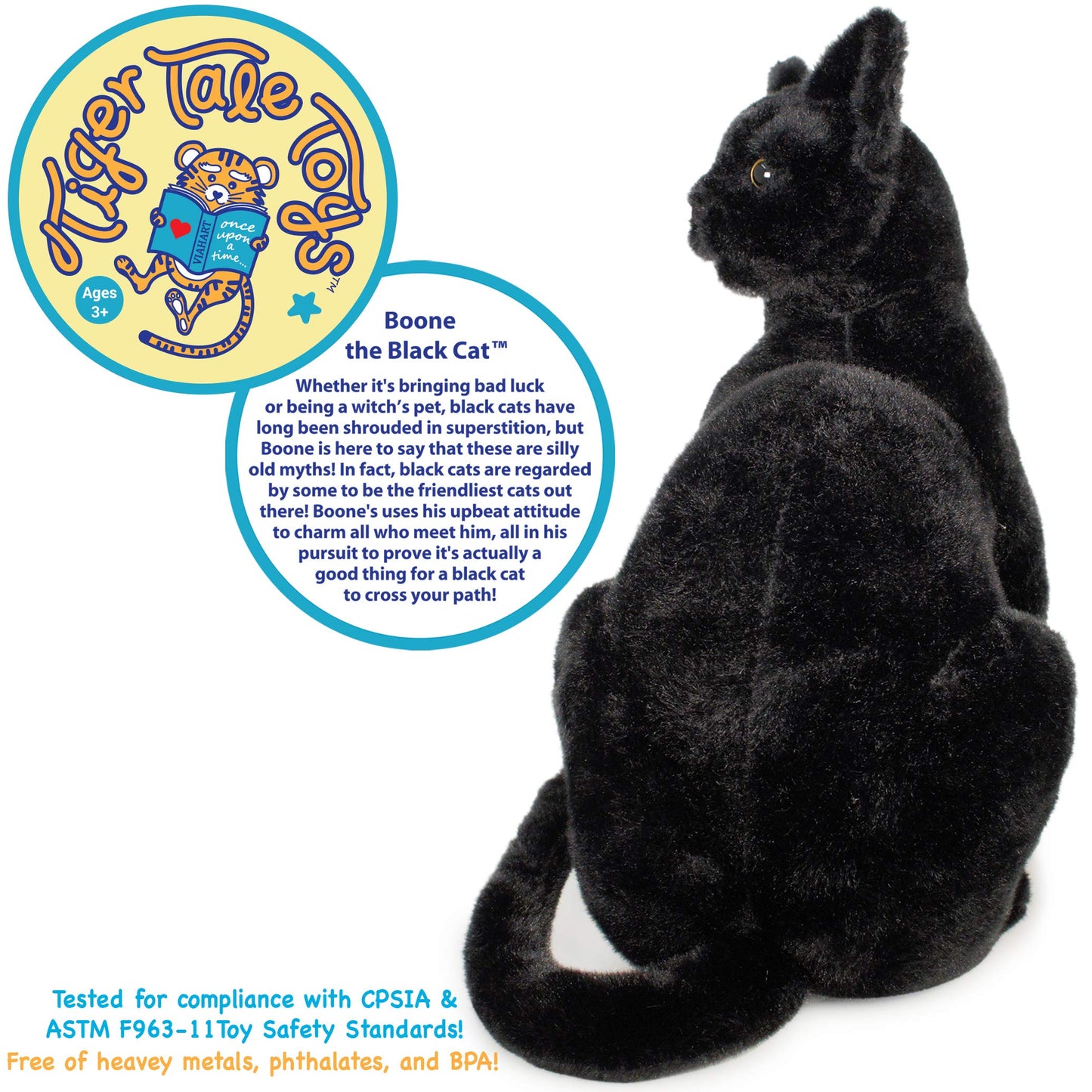 Tigerhart Boone The Black Cat - 13 Inch Stuffed Animal Plush