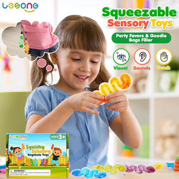 Lesong Sensory Squishy Toys Kids Toddlers - Fidget Toys Sensory Tubes Calming Down Tools Filled With Goo, Glitter, Small Fidget