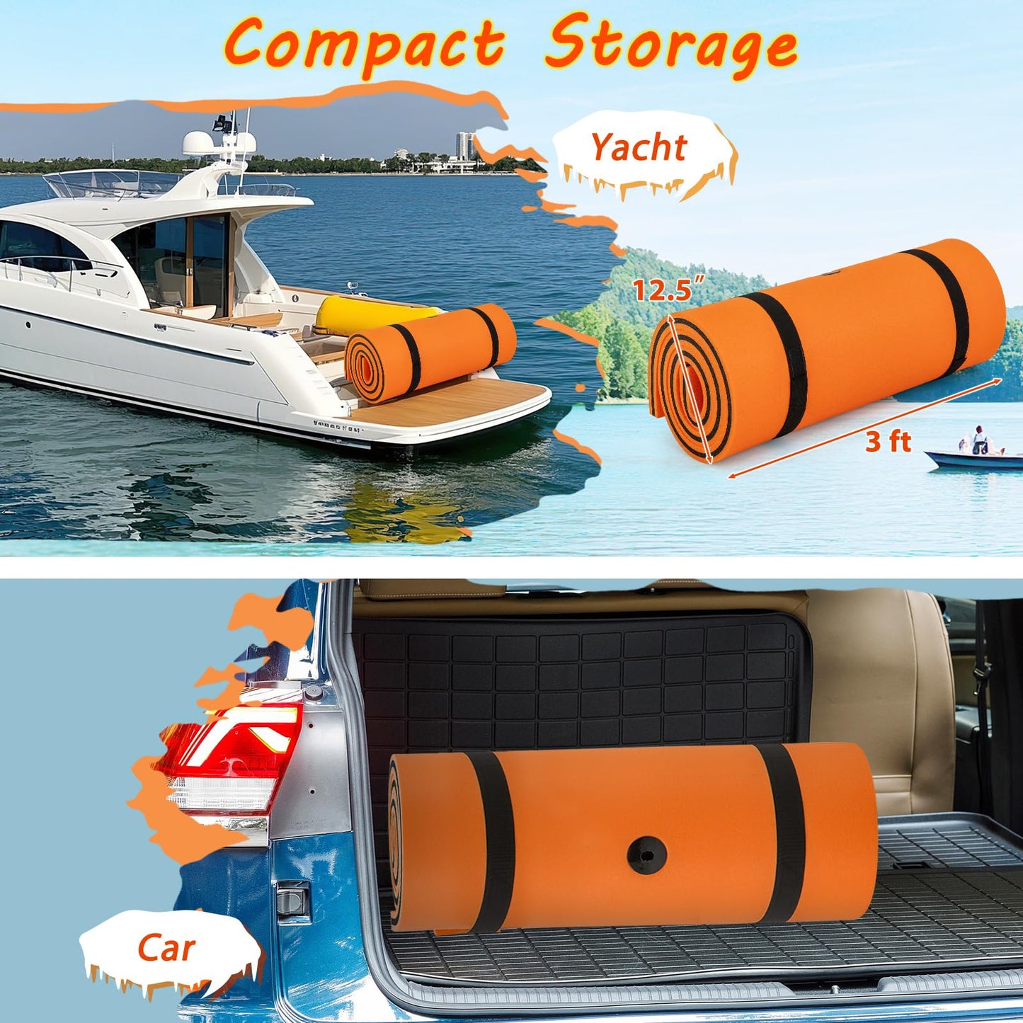 Goplus Floating Water Mat Pad, Lily Pad with Rolling Pillow Design, Bouncy Tear-Resistant 3-Layer XPE Foam, Roll-Up Swimming Foa