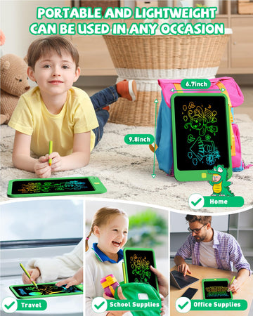 Kokodi Lcd Writing Tablet For Kids, 10 Inch Colorful Drawing Tablet, Educational Learning Kids Toys For Age 3-12 Years Old, Toddler Doodle Board,Green