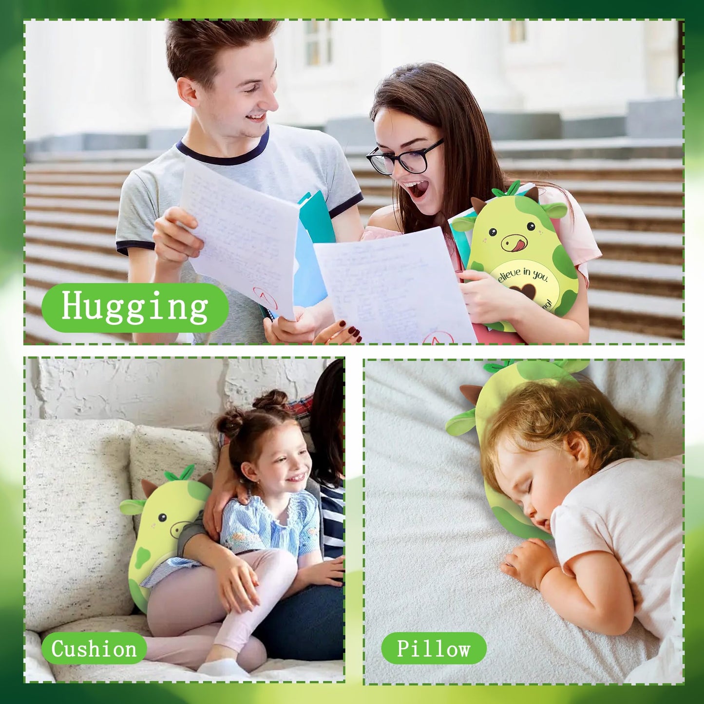 Leyoha Avocado Cow Emotional Support Plush- 11Inch Adorable Cow Stuffed Animal For Anxiety Comfort And Relaxation, Cute Avocado