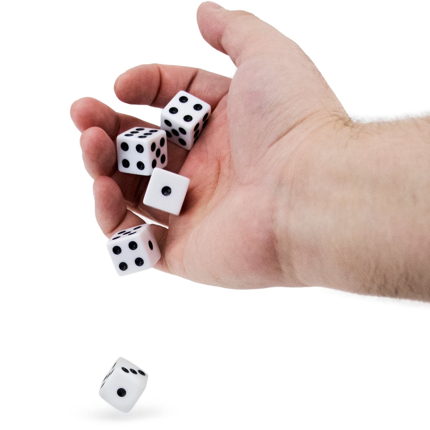 Classic White Game Dice For Playing Board Games And Card Games, 5-Pack Set - 16Mm Regular Pipped Six-Sided Dice By Brybelly