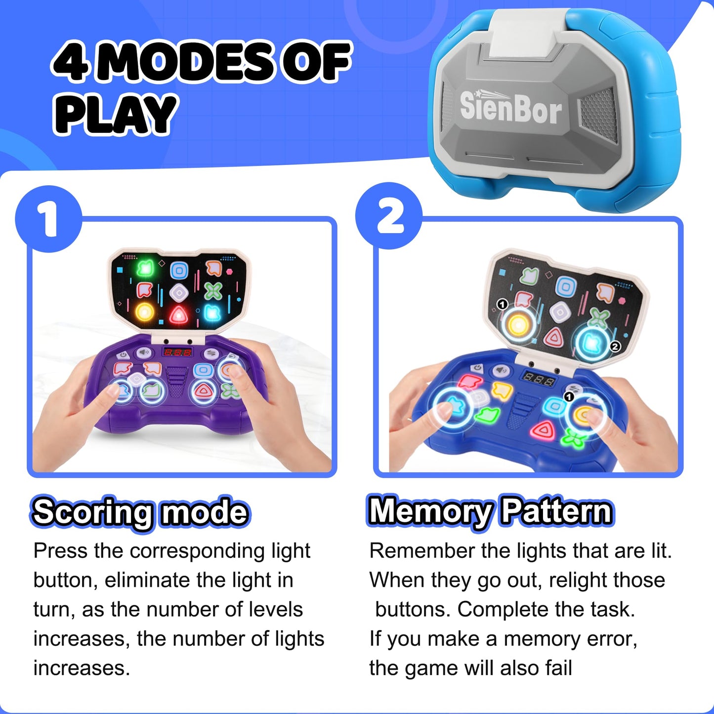 Sienbor Fast Push Game 4 Modes Screen Handheld Dance Game Machine, Memory Training Games Toy, Girl Adhd Toys,Birthday Gifts For
