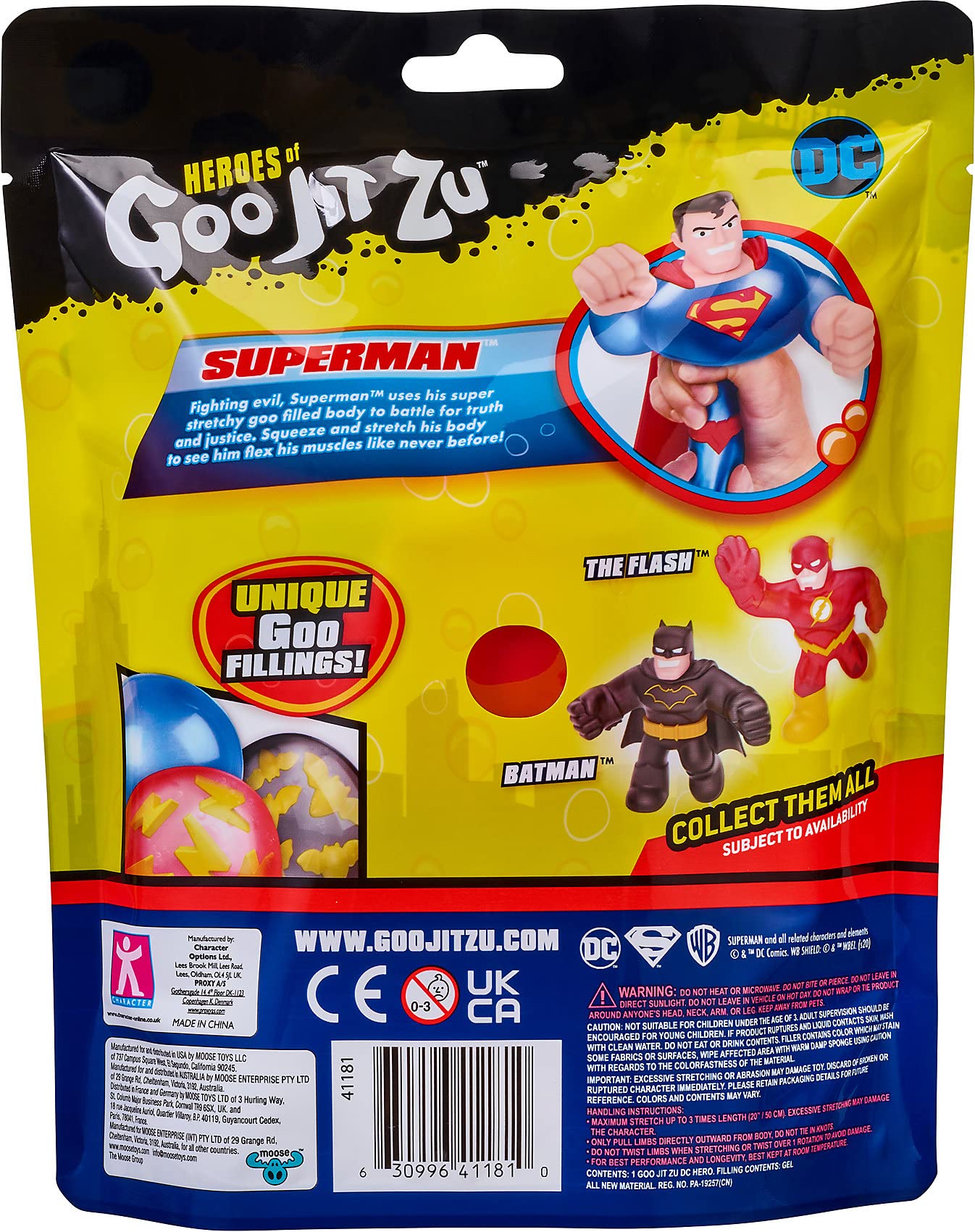 Heroes of Goo Jit Zu DC Superman Hero Set - Soft, Sliey, Elastic Heroes 41233 Red/Blue