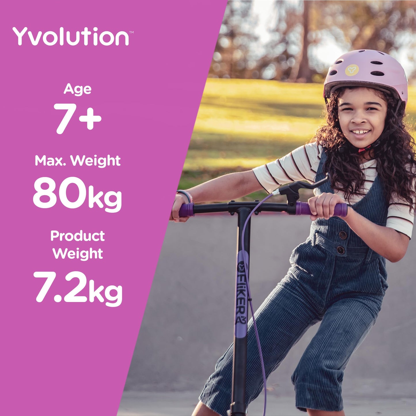 Yvolution Y Fliker Air A3 Drift Scooter - 3 Wheels, Aluminum, Purple 2020, for Ages 7+