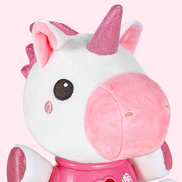 iPlay, iLearn Baby Unicorn Musical Toy - Soft Plush Stuffed Animal, Light Music, Medium Size, White, Model 0315, Perfect for Newborns and Toddlers