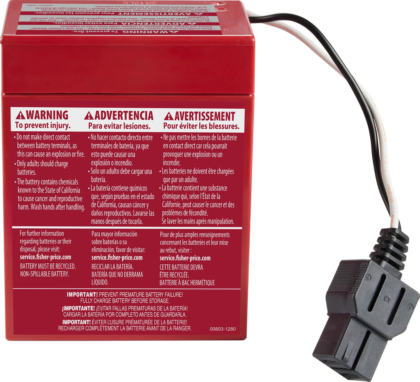 Power Wheels 6-Volt Red Rechargeable Replacement Battery For Fisher-Price Ride-On Preschool & Toddler Toy, Red
