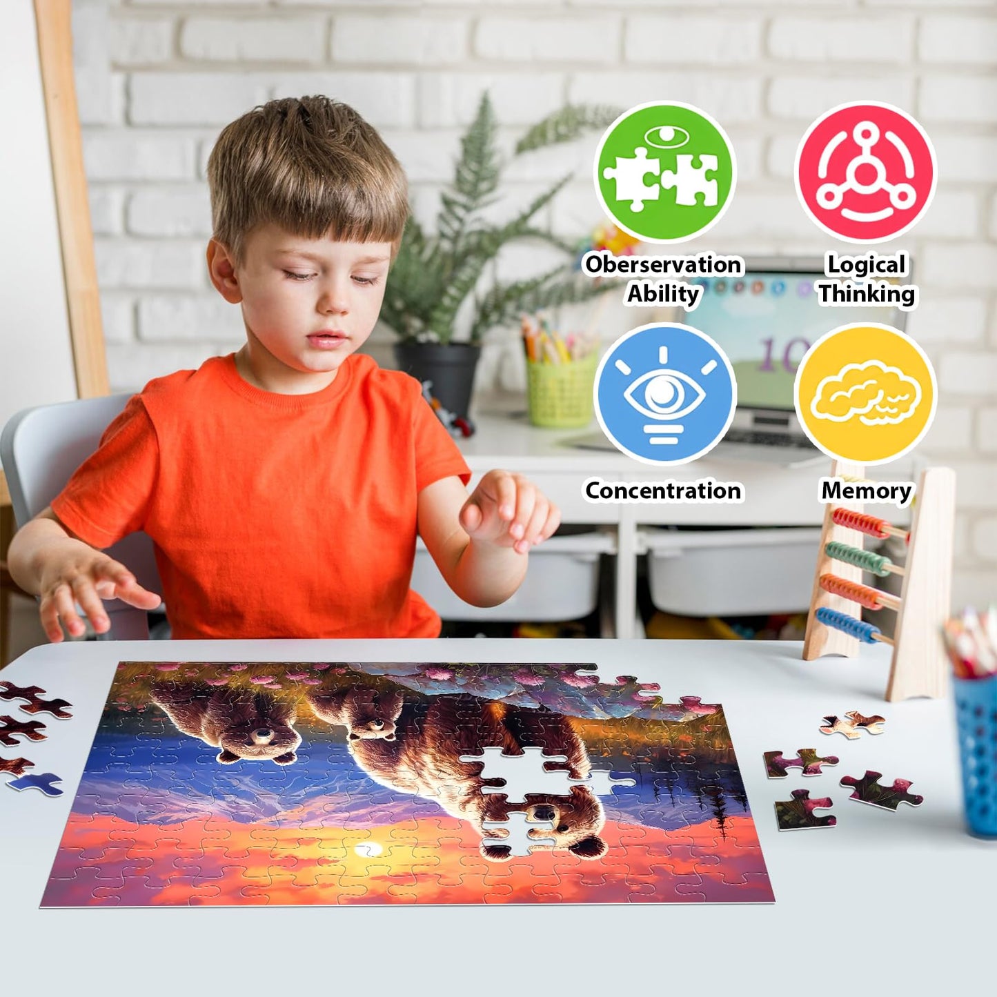 Jeacirio Puzzles for Kids Ages 6-8 - 4 x 100 Piece Puzzles for Kids Lovely Animals Large Piece Jigsaw Puzzles for Seniors Educational Toys Gifts Kids Puzzles for 4 5 6 7 8 9 Year Olds Boys Girls