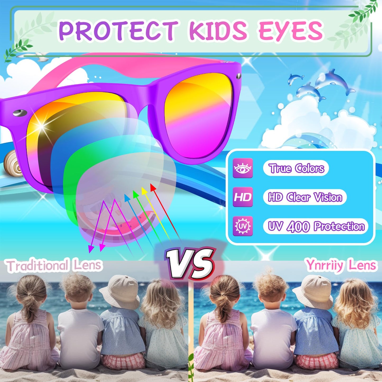 Kids Sunglasses Bulk, Kids Sunglasses Party Favor, 16Pack Neon Sunglasses For Kids Boys Girls Age 3-8, Party Favors For Kids 3-5