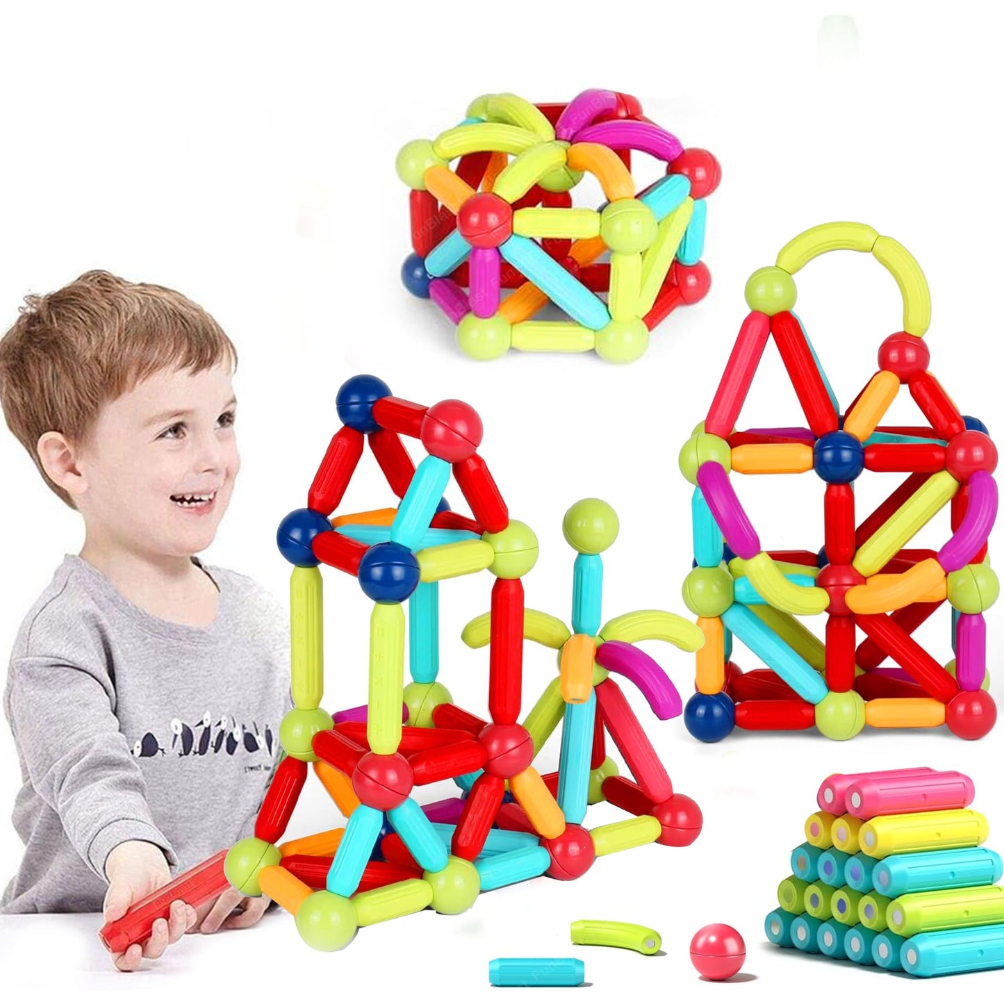 Funblast Magnetic Sticks Building Blocks For Kid - 36 Pcs Puzzle Games For Kids, Diy Stem Toys For Kids, Building & Construction