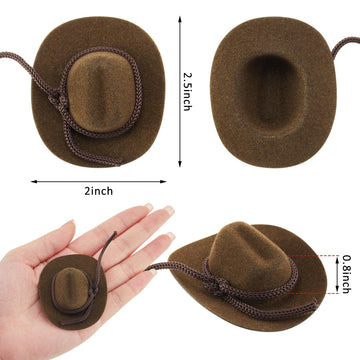 Hercicy 36 Pcs Mini Cowboy Hats for Crafts Wedding Favors Decoration Flocking Miniature Felt Cowgirl Western Party Hat Dollhouse