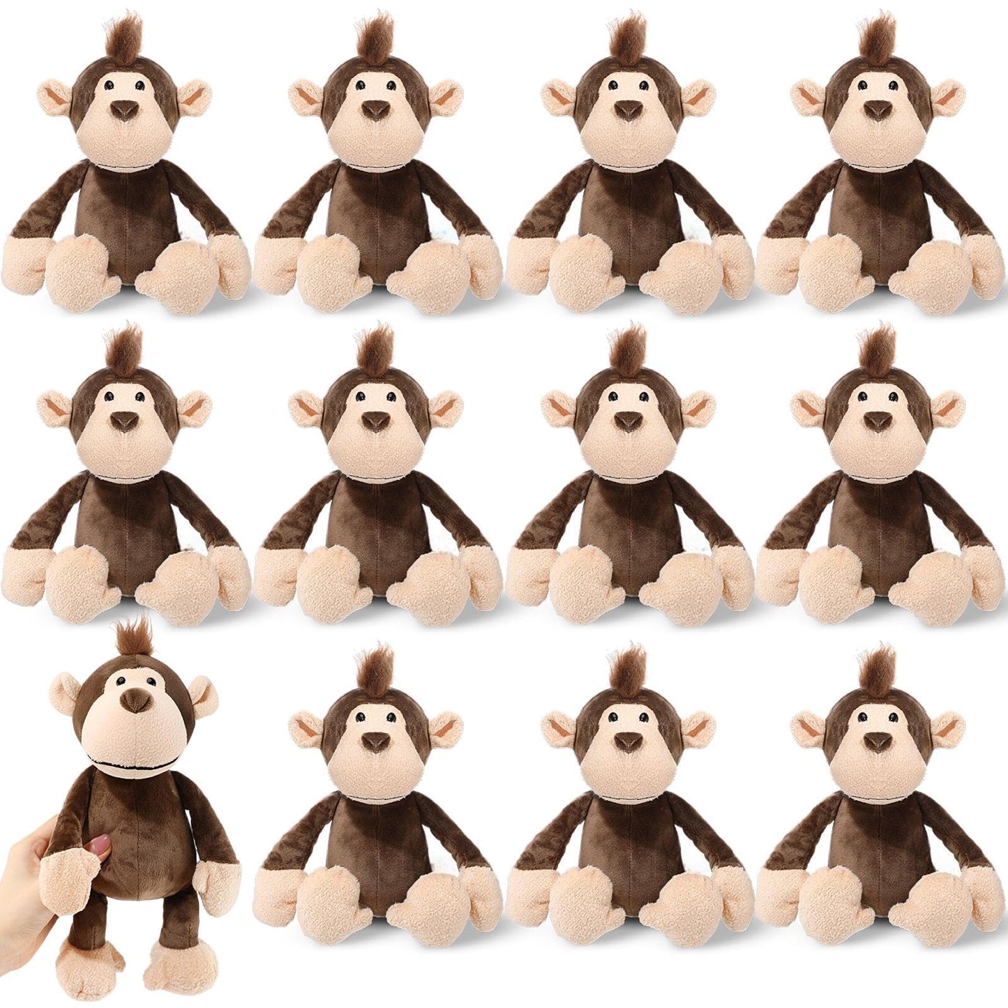 Blueweenly 12 Pcs Monkey Stuffed Animals for Kids 9.8 Inch Plush Monkey Jungle Themed Animals Toys Christmas Plushies Forest Gif