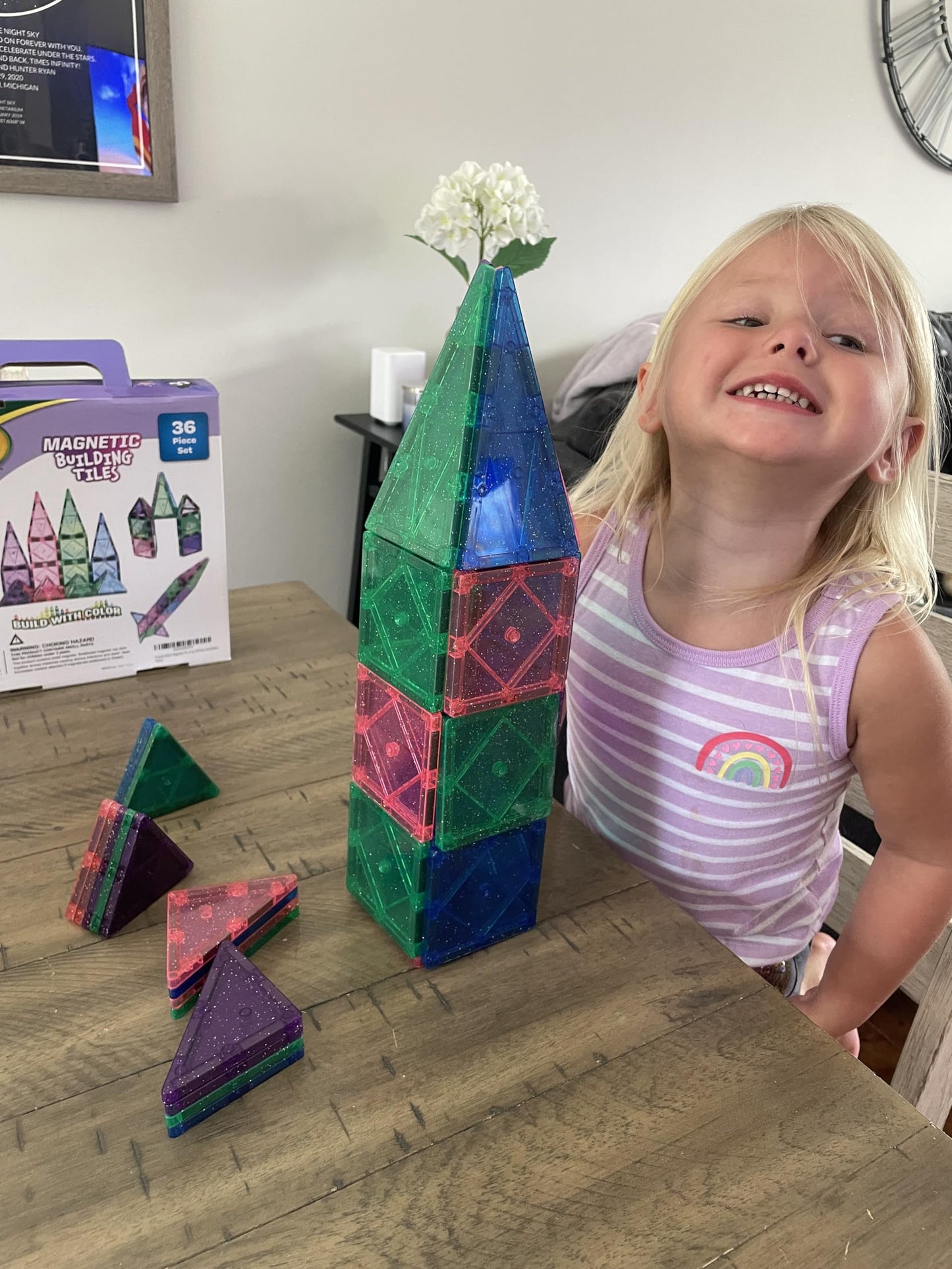 Createon Crayola Glitter Magnetic Tiles, Building Set For Kids, Magnetic Tiles, Magnetic Building Toys For Kids, Stem Easter Toys For Boys And Girls Ages 3 And Up, 36-Piece Set (Glitter)