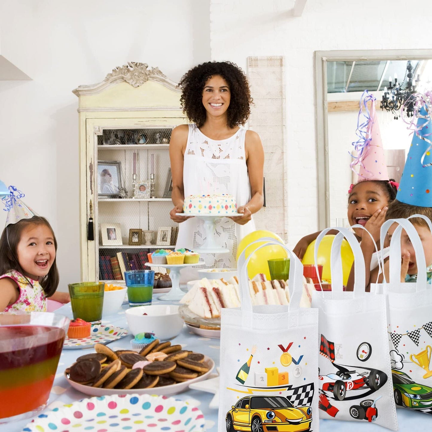 Ferraycle 30 Pcs Race Car Party Gifts Bags Race Car Birthday Party Supplies Race Car Party Favors Racing Candy Treats Bags with