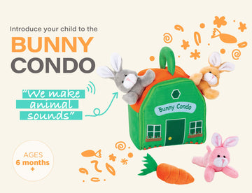 Etna 5-Piece Bunny Condo Play Set with Sounds - Stuffed Rabbit Carrier and Tiny Plush Bunnies for Imaginative Play